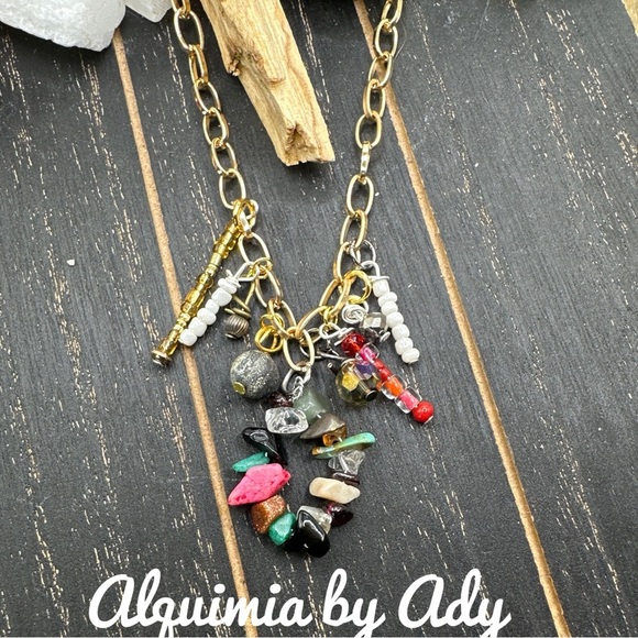 Alquimia Gold Necklace with Chunky Chain and Eclectic Charms - Picture 1 of 2